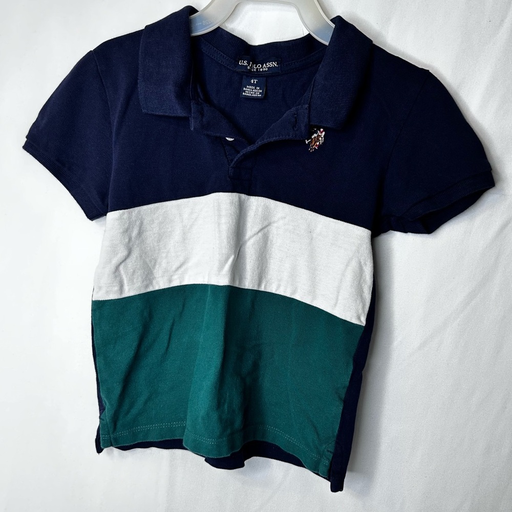 006 U.S. Polo Assn. Toddlers Boys Kids Polo in Navy White Green Shirts Size 4T